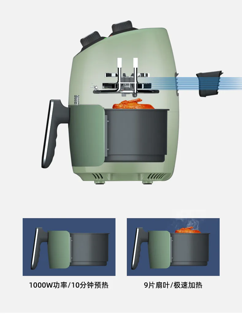 Household Mini 2.6L Timed Mechanical Air Fryer