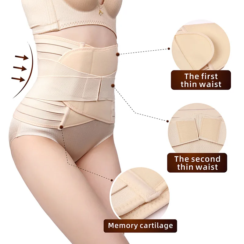 3 In1 Postpartum Belly Wrap Post Partum Support Girdles C-Section Recovery Belly Waist Pelvis Wrap Postnatal Trainer Belt