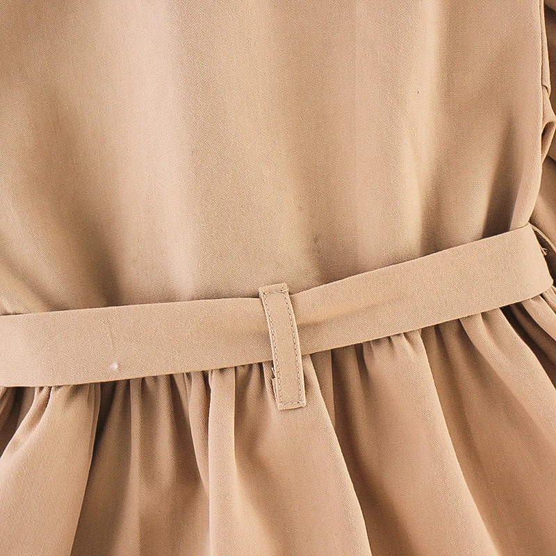 Winter Autumn Fashion Baby Girls Trench Coat Wind Jacket Turn down Collar Outerwear Long Sleeve design with cute bow waistband