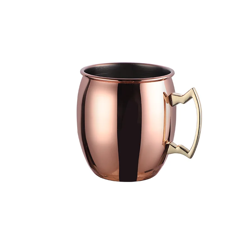 Moscow Mule Copper Plated Stainless Steel Mug with Gold Handle Metal Drinking Cup for Beer