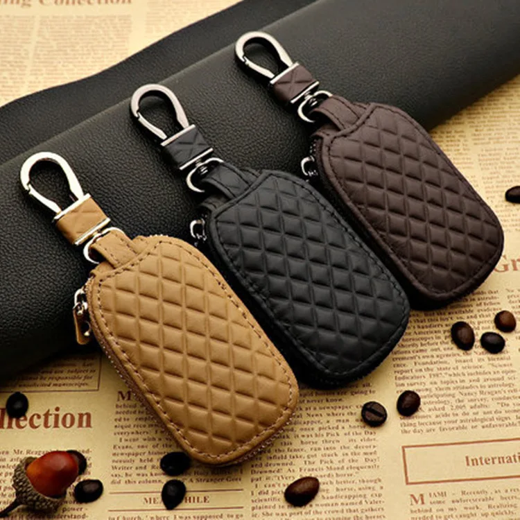 Custom logo universal leather portable luxury car brand key keychains holder case