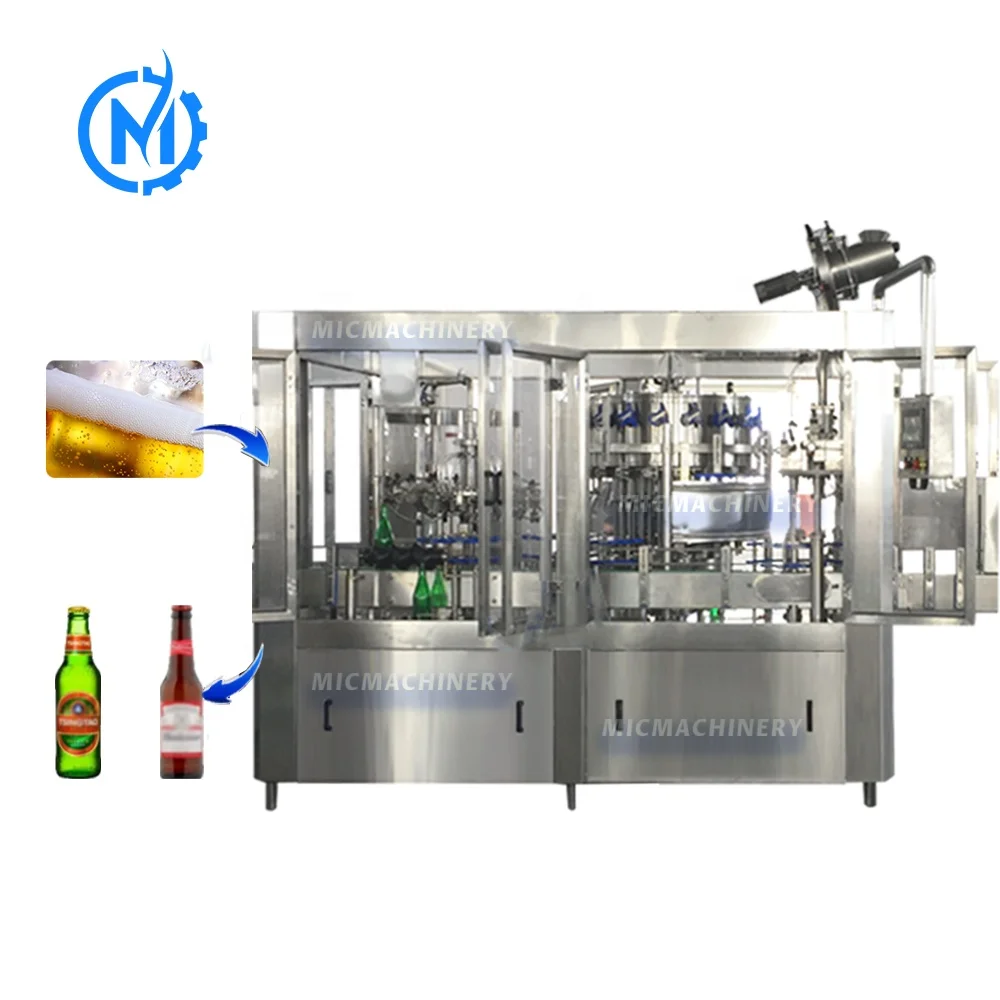 Automatic capping fill glass bottle wine drinks carbonated beverage soda beer bottling filling machine