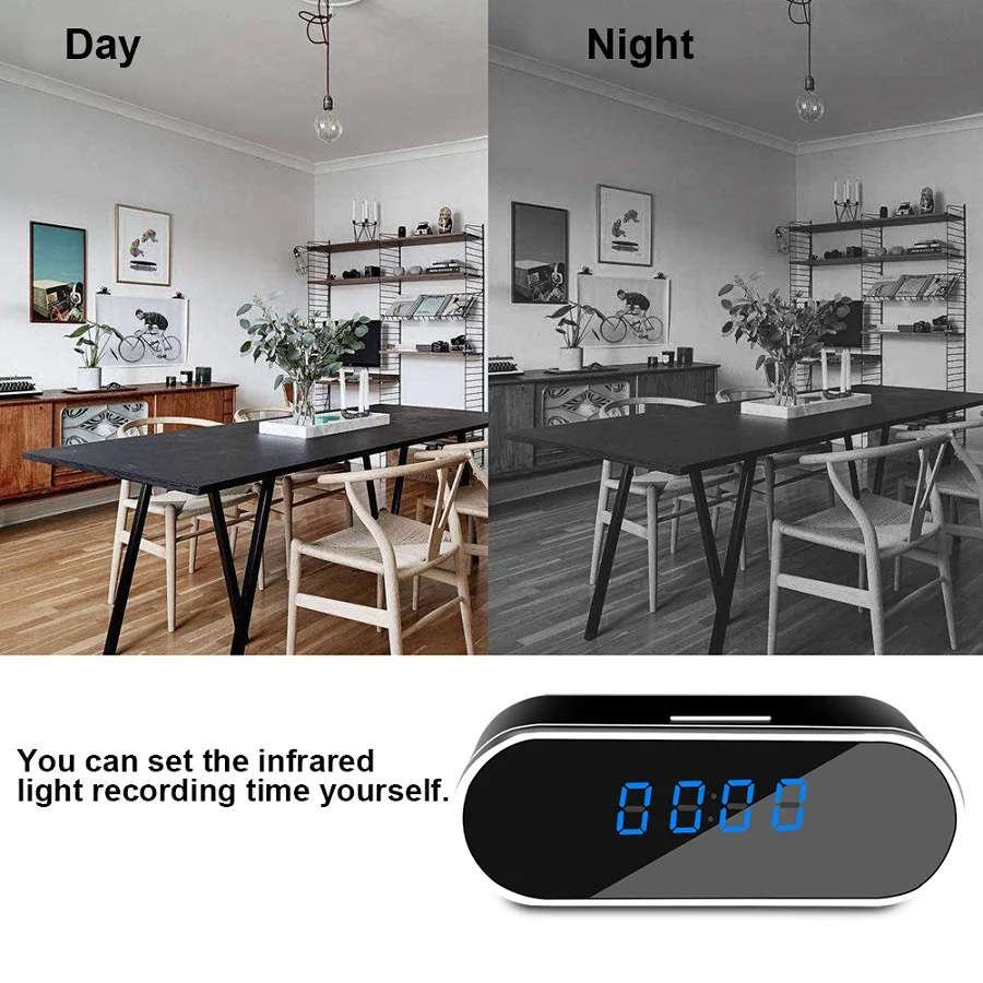 Лидер продаж на Amazon 2021 настольные Смарт-часы шпионская камера 1080P HD Домашняя безопасность с ночным видением скрытая