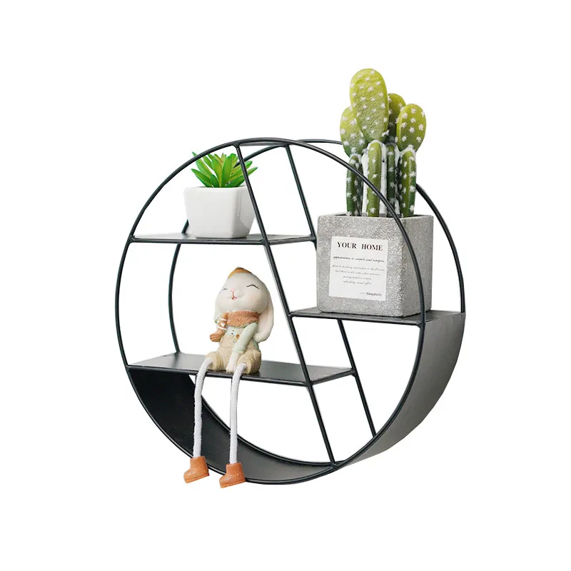 Simple Design Round Shape Metal Iron Home Decor Shelves Wall Mounted Tire Rack