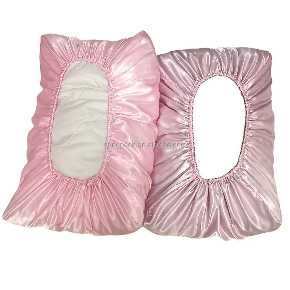 Luxury Queen King Elastic Bands Reversible Silk Pillowcase with Double Layers Silk Pillow Cases Covers