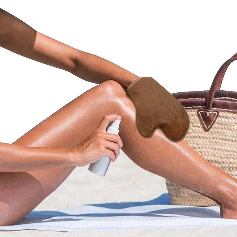 Hand Protect Velvet Body Tanning Glove With Flocking Fabric