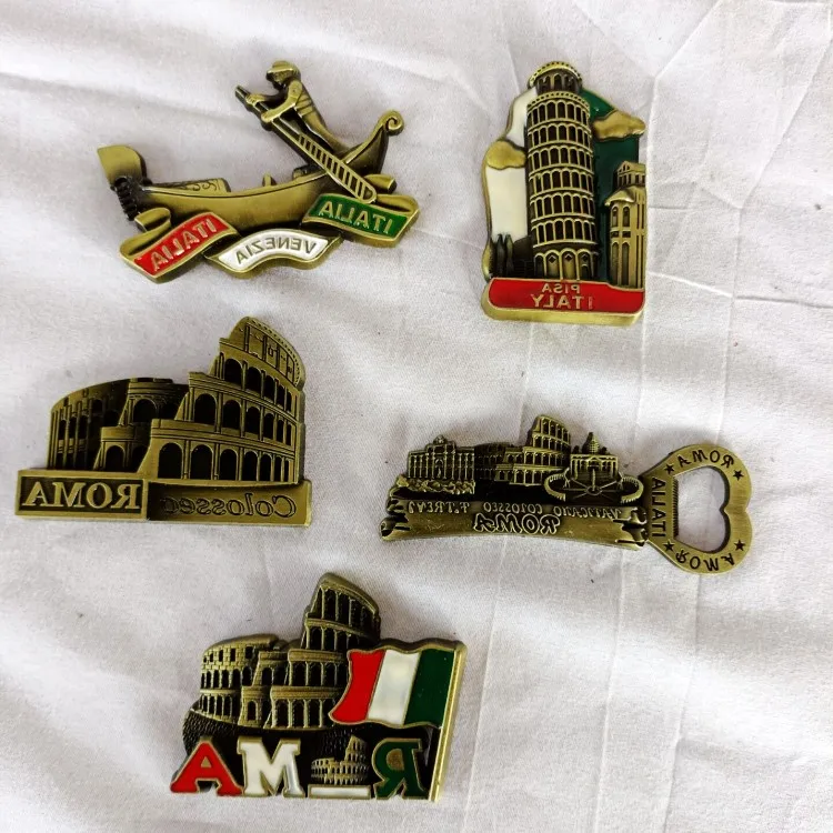 Wholesale Italy Souvenirs Gift Custom Metal Travel Fridge Magnet Customized 3D building Fridge Magnet
