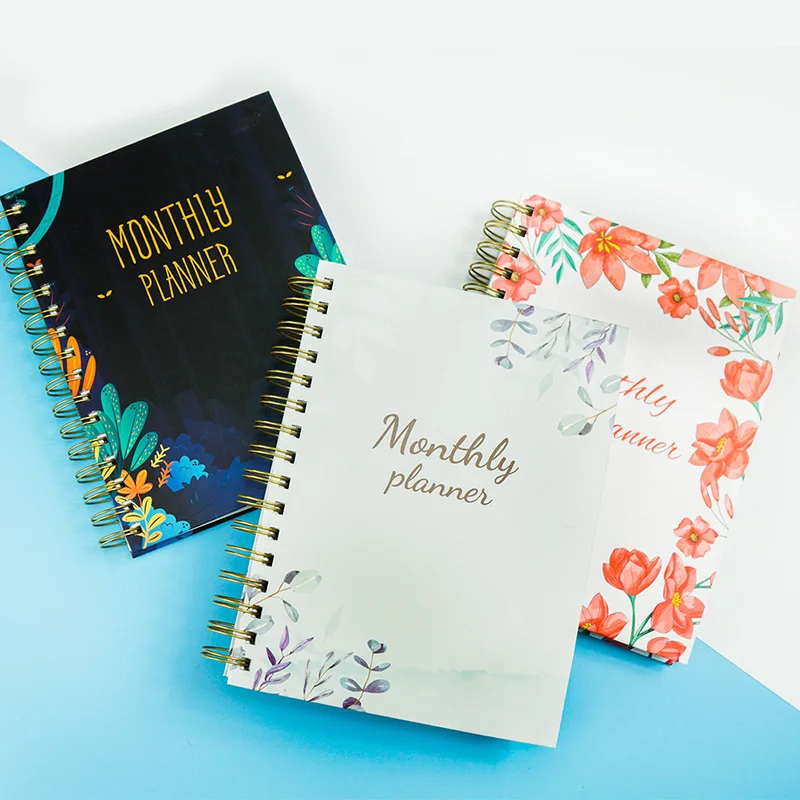 Printed Cover Metal Spiral Coil Book With Date Calendar Schedule Planner