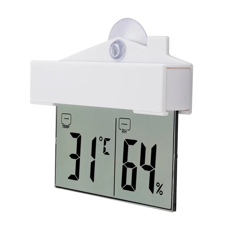 HTM78 House Shape Indoor Outdoor Household Max Min Digital Window Thermometer With Suction Cup