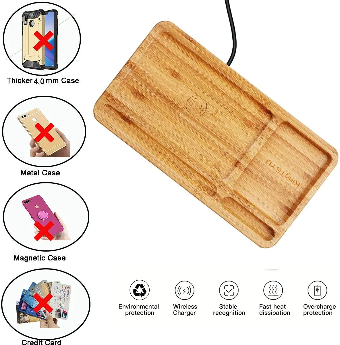 2021 Christmas daily use technology gifts set bamboo wireless charger for mobile phone for gift item