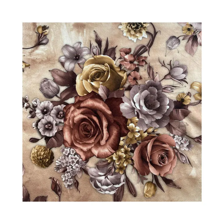 Flower Design 100 Polyester Printed Velvet Fabric Flower Print Velvet Sofa Fabric