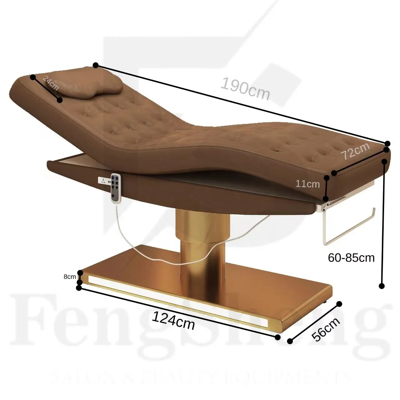 Fengsheng Luxury Massage Bed Beauty Salon Bed Table De Massage Electrique Latest Design Electric Golden Three-Motor Facial Bed