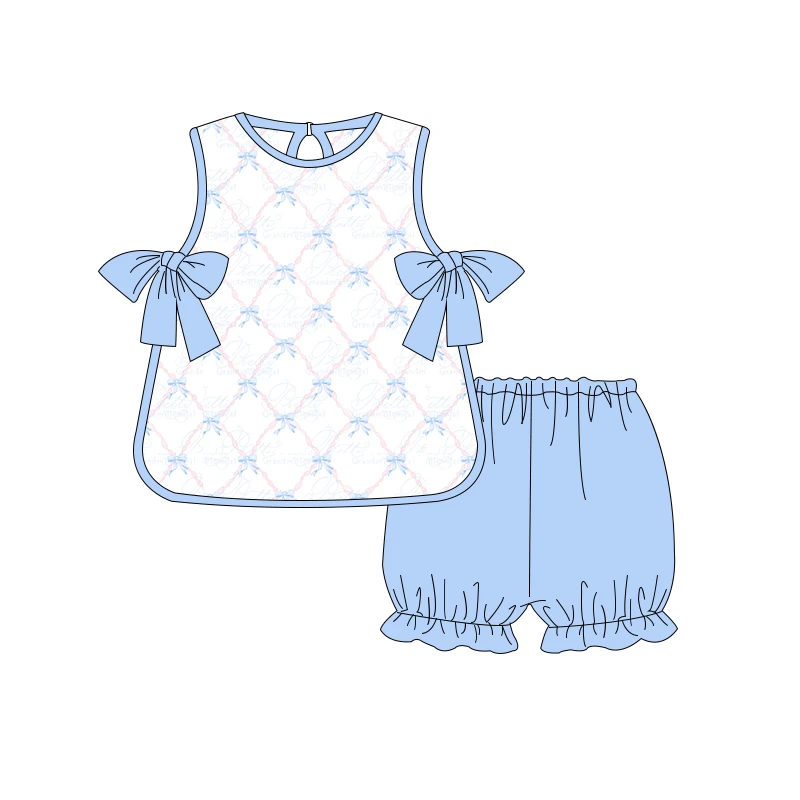 Girls boutique clothing sets cute print design children clothes knit cotton baby outfits wholesale clothes for kids