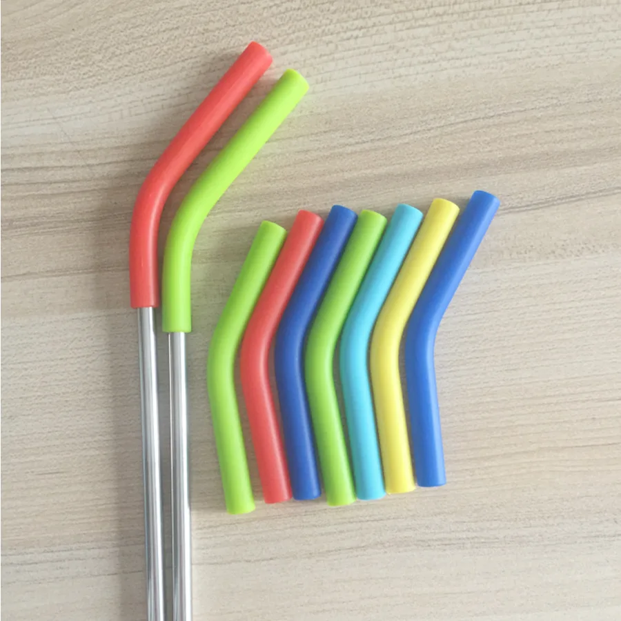 8mm 10mm 12mm Wholesale Reusable Straws Tips Silicone Collapsible Drinking Steel Straw Covers Travel Case