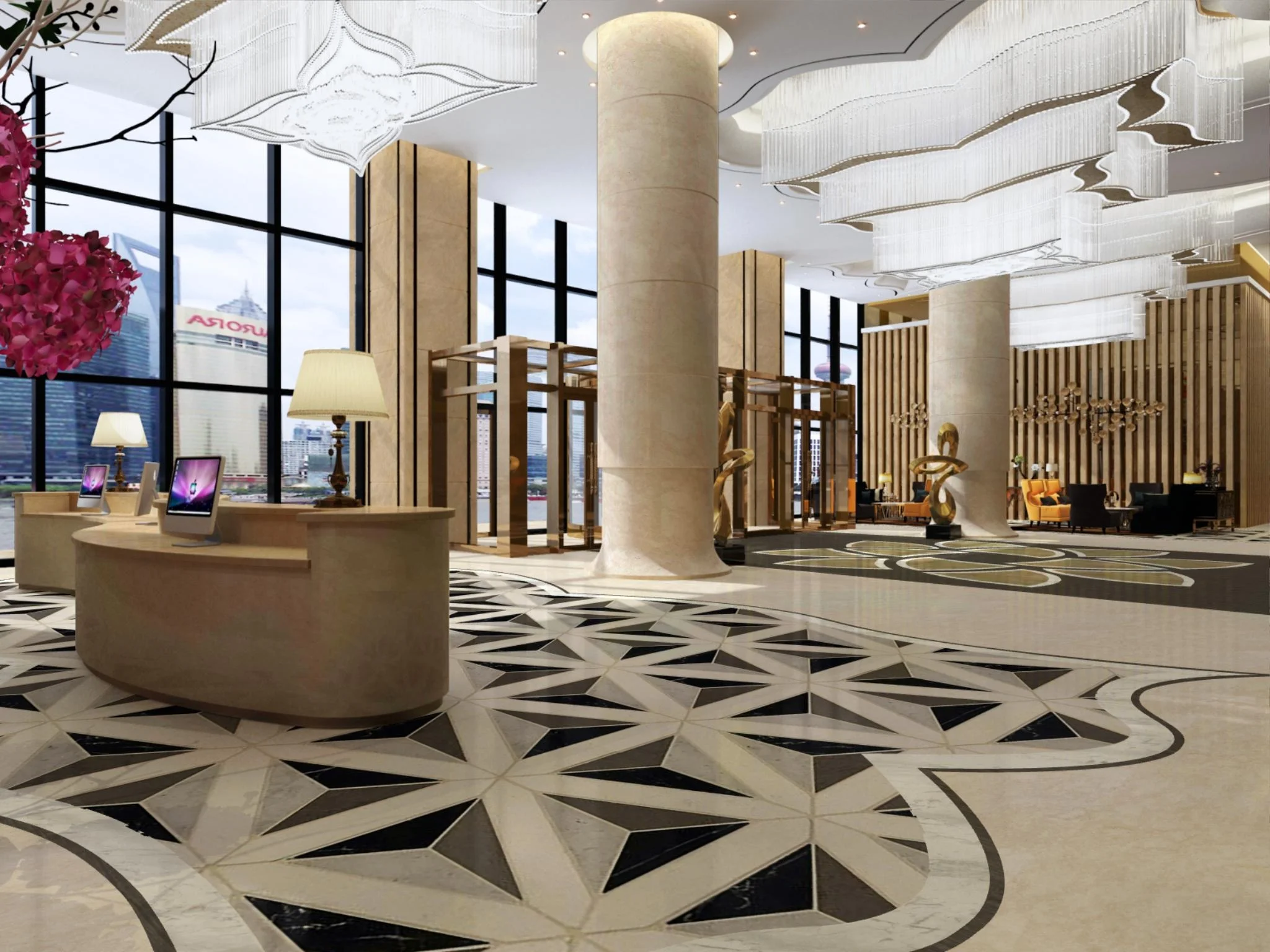 BOTON STONE Classical Design Natural Stone Waterjet Hotel Luxury Medallion Marble