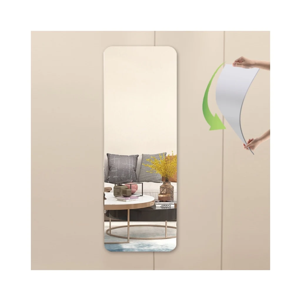 Custom Home Decor Self Adhesive Mirror Unbreakable Frameless Wall Hanging Acrylic Plastic Full Body Dressing Mirror