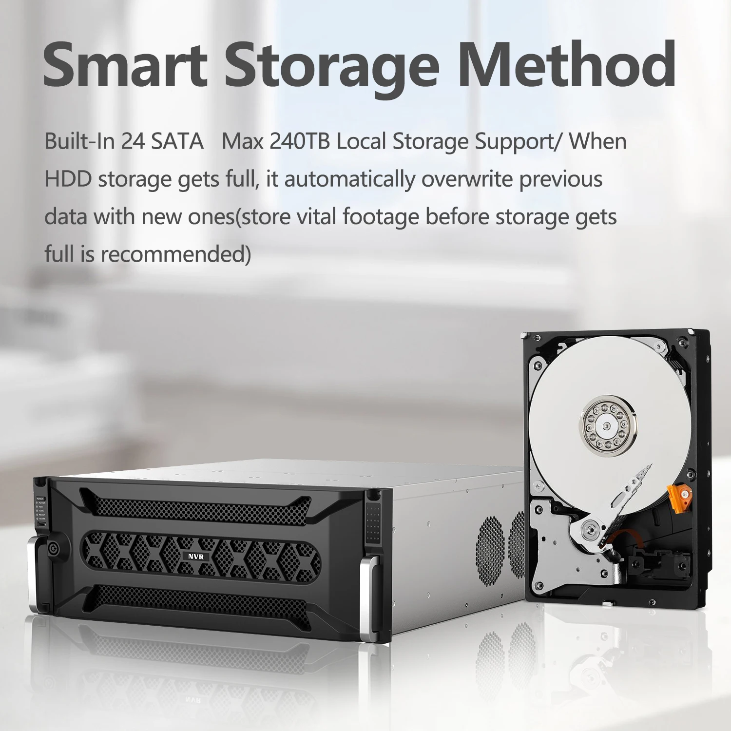 Anpviz Enterprise 12Mp NVR POE 256Channels 24SATA Interfaces 240TB Storage 24/7 Recording AI Motion Detection H265+ Smart Replay