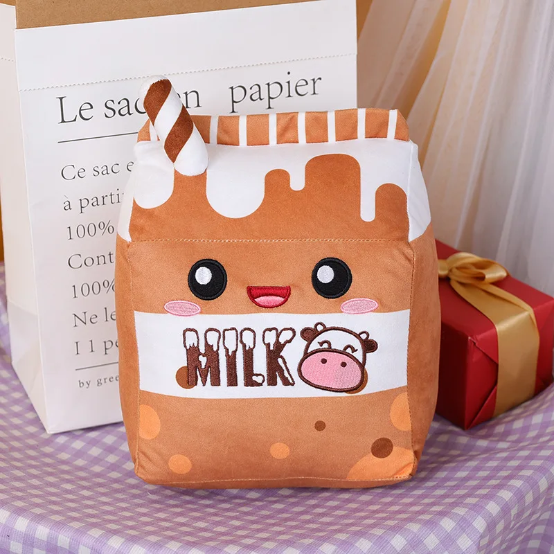 Milk Tea design plush toy pillow cute milk strawberry stuffed toy home pillow banana milk plush toy