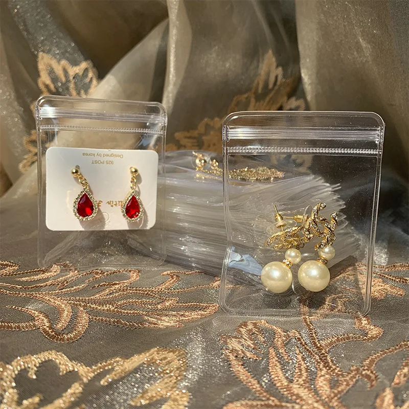 Custom Plastic Jewelry Packaging Transparent Small PVC Pouch Clear Bags With Zippers