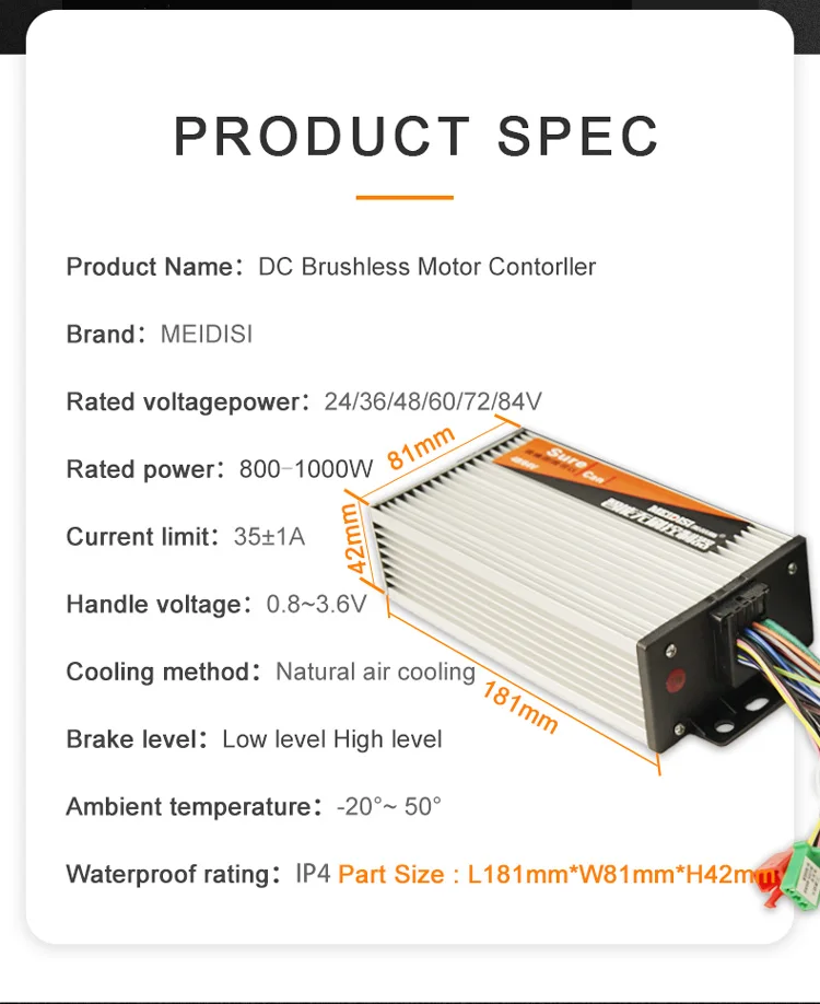 36v 800w Brushless DC controller Motorcycle Scooter ATV Retrofit Kit Motor  Driver