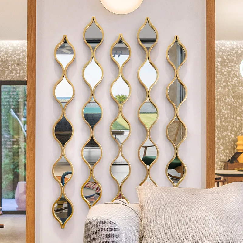 Wholesale Creative Teardrop Combinations Wrought Iron Wall Mirror Interior European Water drop Wall Hanging