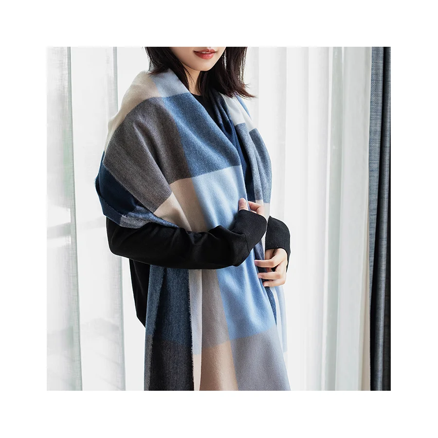 Новый стиль толстый вязаный шарф женский осенне-зимний теплый цветной дизайнерский клетчатый шарф женская зимняя шаль шарф