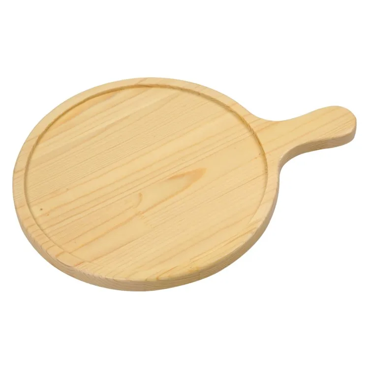 Деревянная разделочная доска с логотипом на заказ, Сервировочная доска из сосновой древесины для пиццы с ручкой