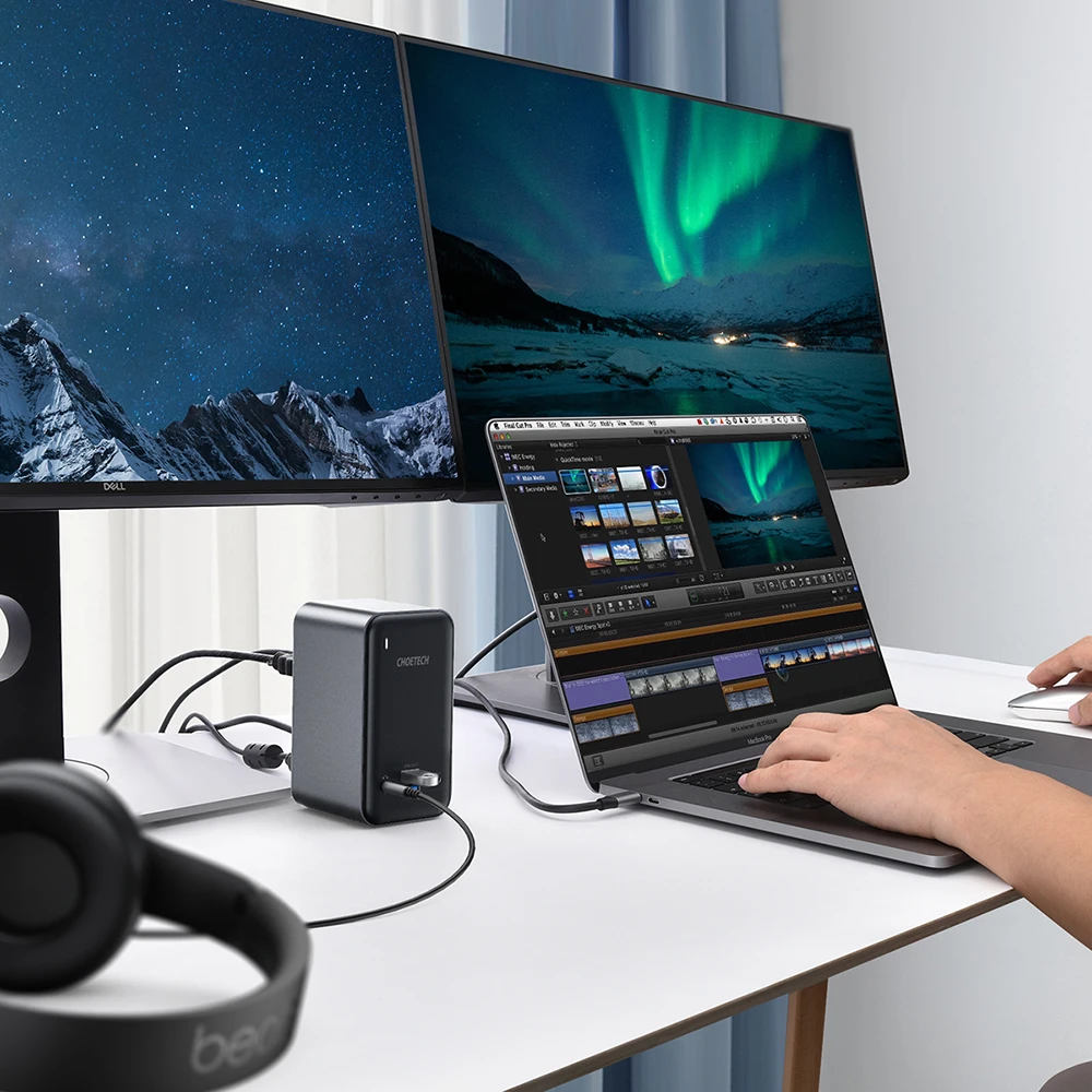  USB C док-станция для CHOETECH 15 в 1 Четырехместный дисплеи с 100W Вход PD 4K HD VGA 4 USB-A USB-C