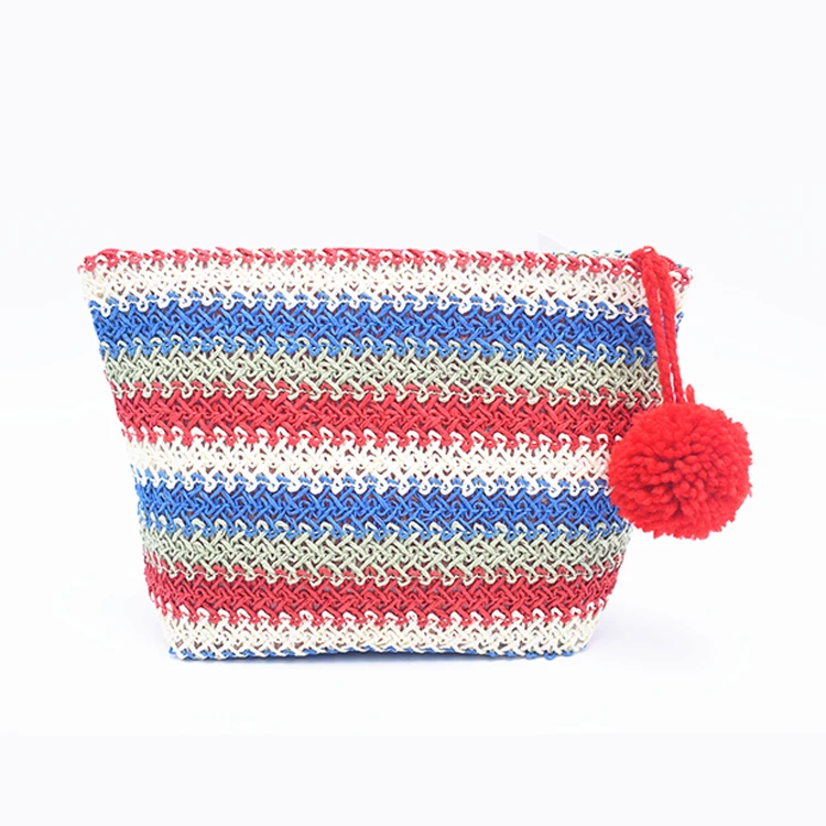 Factory wholesale designer clutch crochet bags handmade paper straw clutch bag