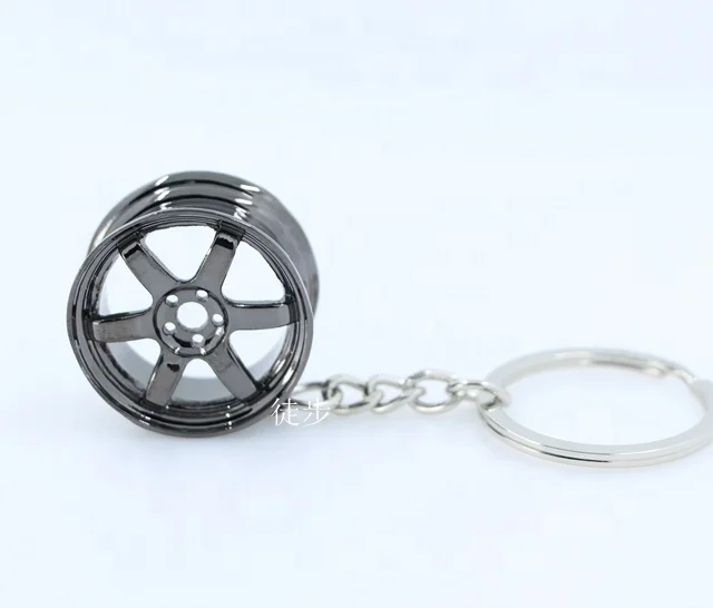 Turbo Wheel Rim TE37 6 Stars Hubs Model Keychain Accessories Auto Refitting Part Car Keyring Key Chain Ring Keyfob Holder