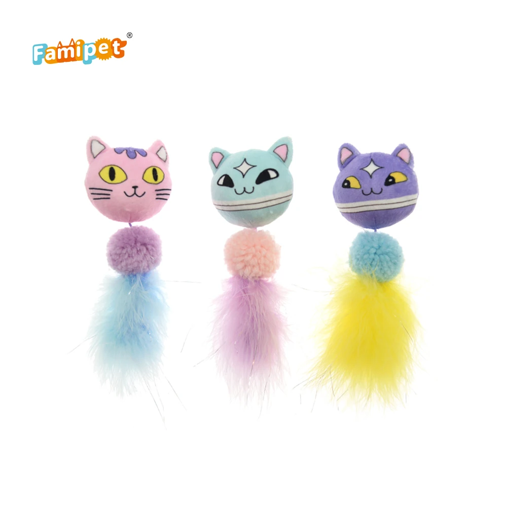  Cat Toys Set Factory Direct Price Design 3 Color Teasing Heads