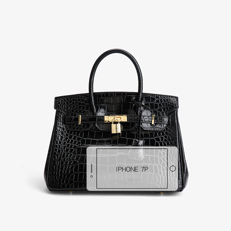 2023 Quality Luxury Black Handbag Crocodile Grain Leather Bags Ladies Fashion Tote Bags Women Purses and Handbags Women Hand Bag
