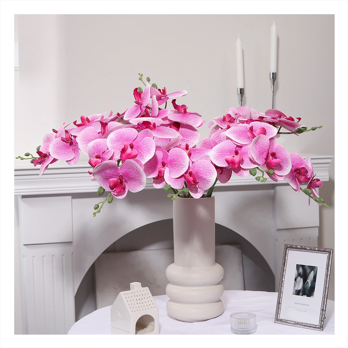 YX230328-5PDZ 3D Printed Real Touch Single Stem 5 Heads Aritificial Butterfly Orchids Flower For Flower Girls