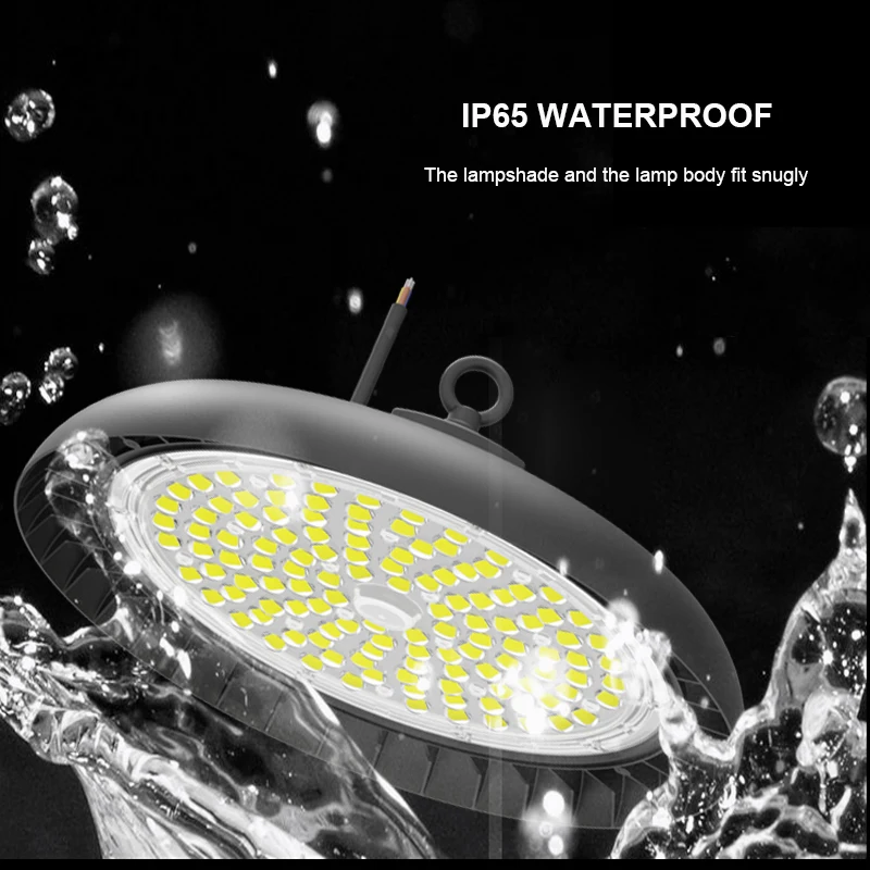 Super Bright 195~208lm/W Adjustable 100w 150w 200w 300w Smd 7070 Ufo LED High Bay Lights for Warehouse Workshop Sports Center