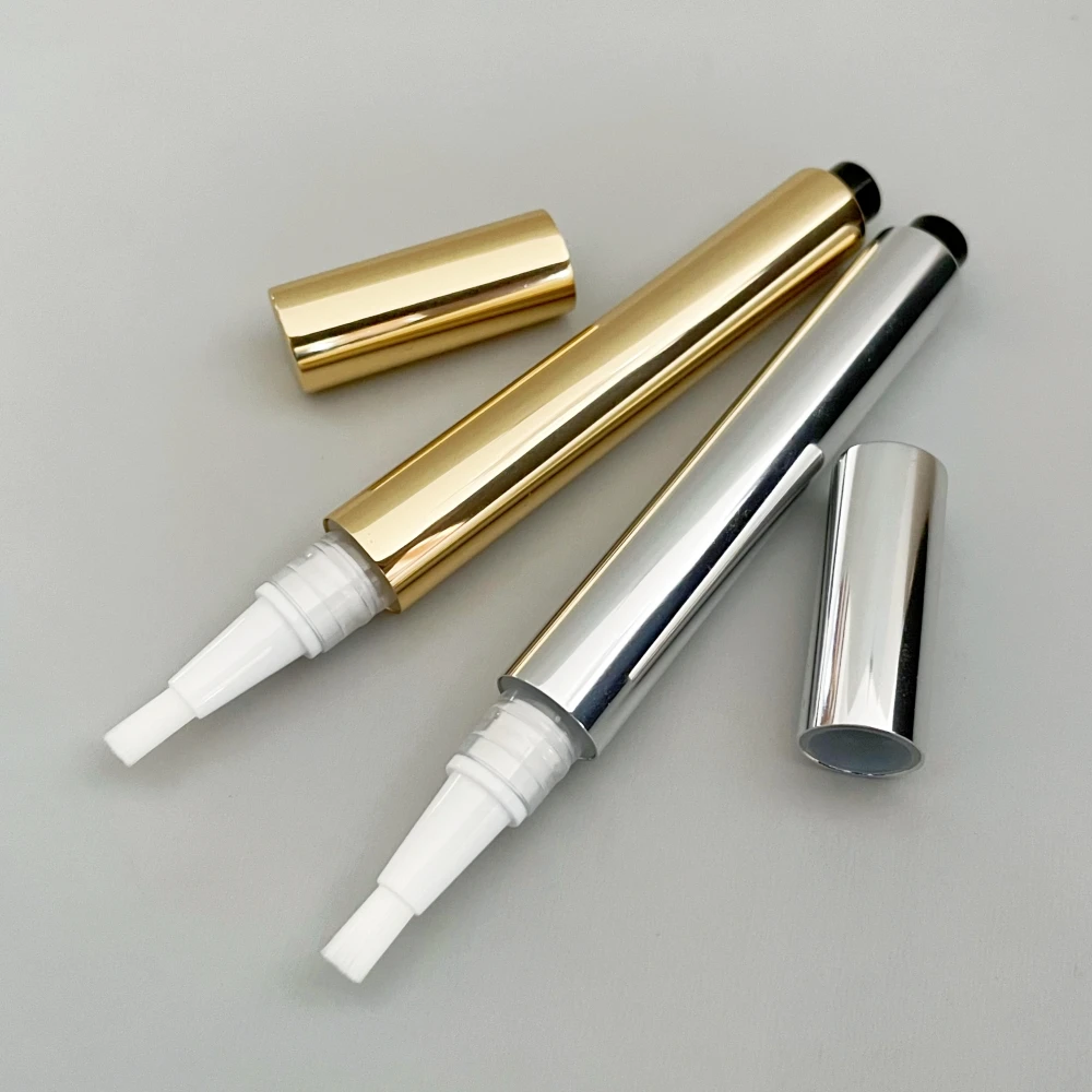 In stock 3ml Aluminum Cosmetic Empty Click Container Tubes Cuticle Nutrition Oil Click pen with Brush for Teeth Whitening