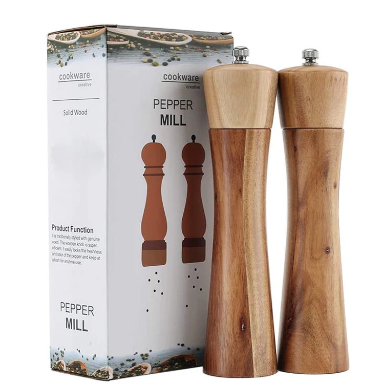 Hand operate Wood Acacia Wooden Salt Pepper Grinder