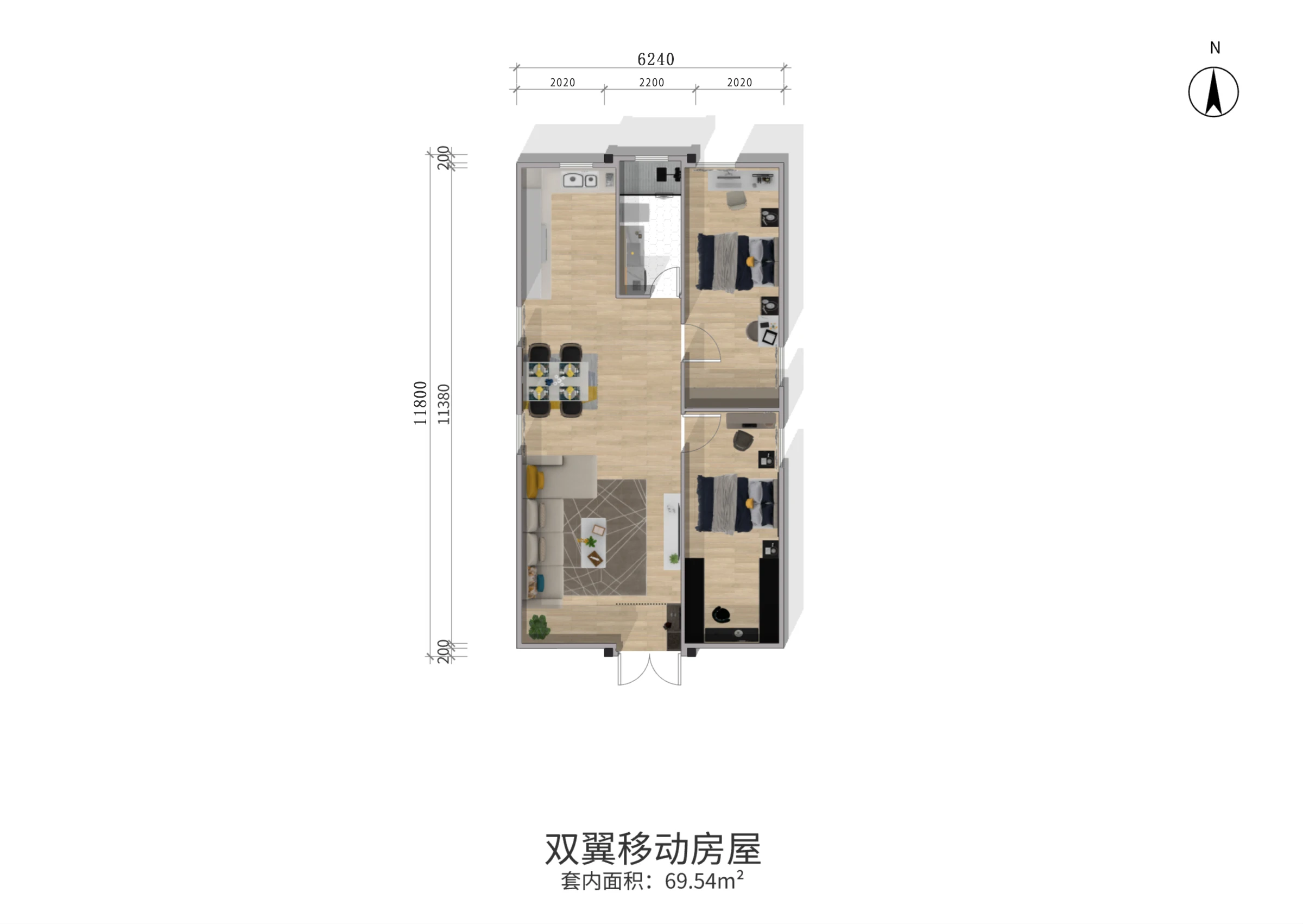 Modern 2 Bedroom 1 Bathroom 1000sqft Modular Prefa Home Luxury China Modular Prefabricated Houses