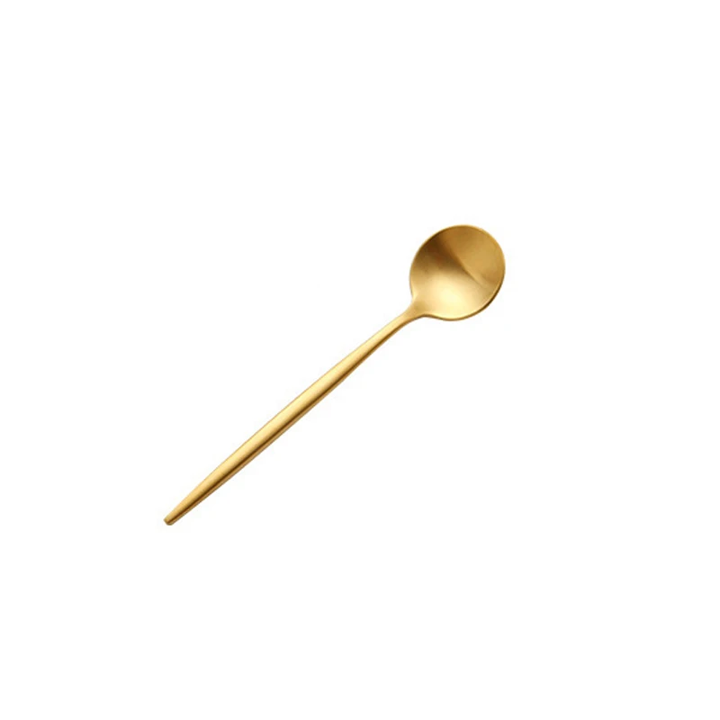High Matte Polish Golden Gold Metal Stainless Steel Tea Coffee Spoon Teaspoon