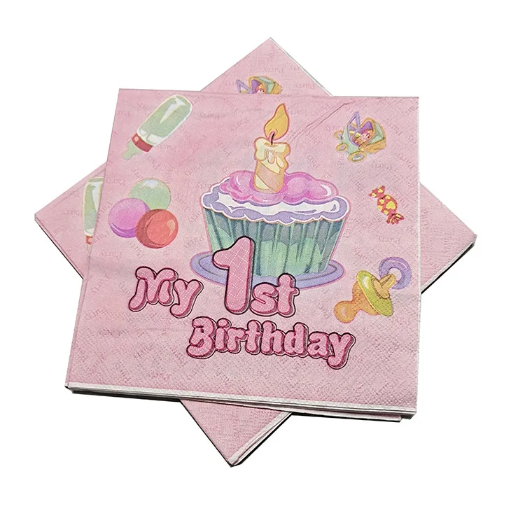 Disposable Flower Blue Chinese Pink Cocktail Paper Luncheon Napkins