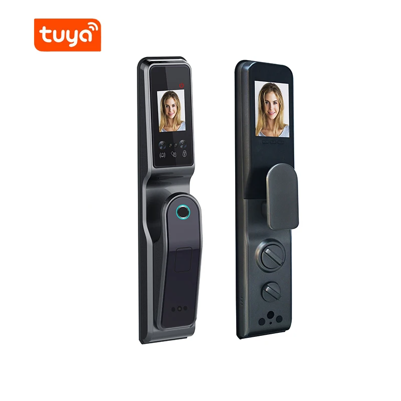 
Huarui lock Tuya smart Digital Electronic cerradura inteligente Door Lock Fingerprint Touch Password Keyless Doorlock camera 