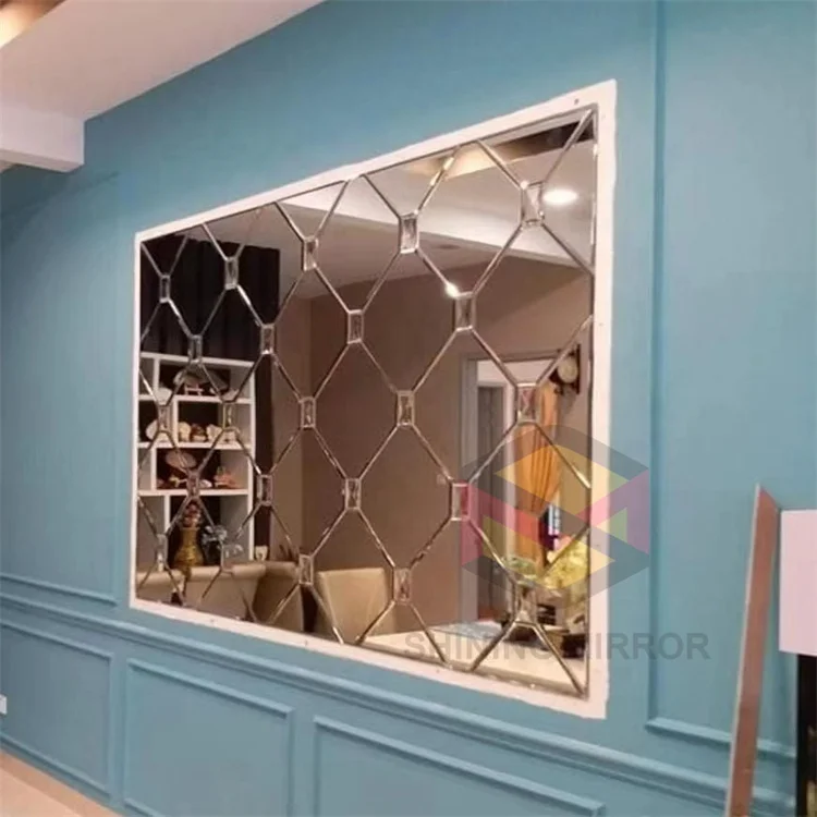 Wholesale Hotel  big size Gold Stainless Steel Frame 3D Art Wall Mirror