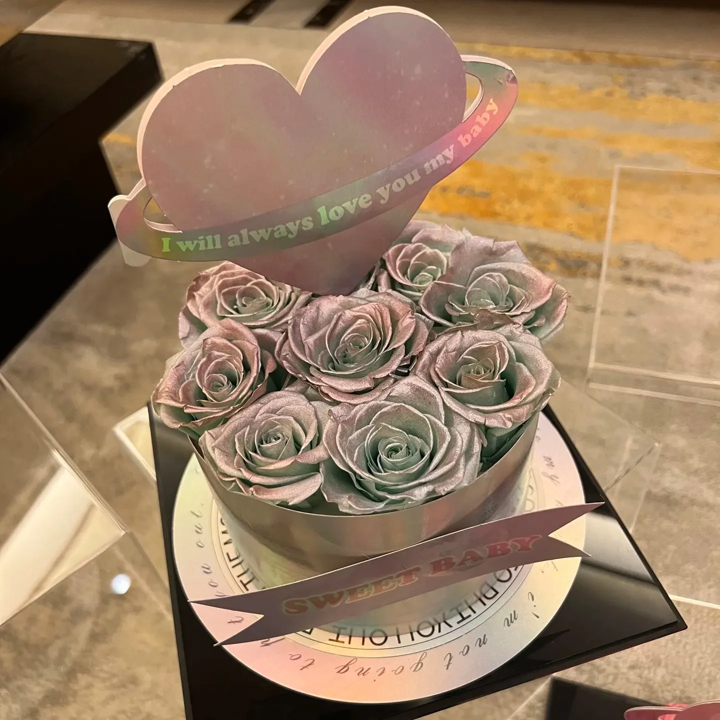 Home Decor Ornaments gift 9 preserved Flower Roses immortal eternal rose colorful Dried rose in acrylic box