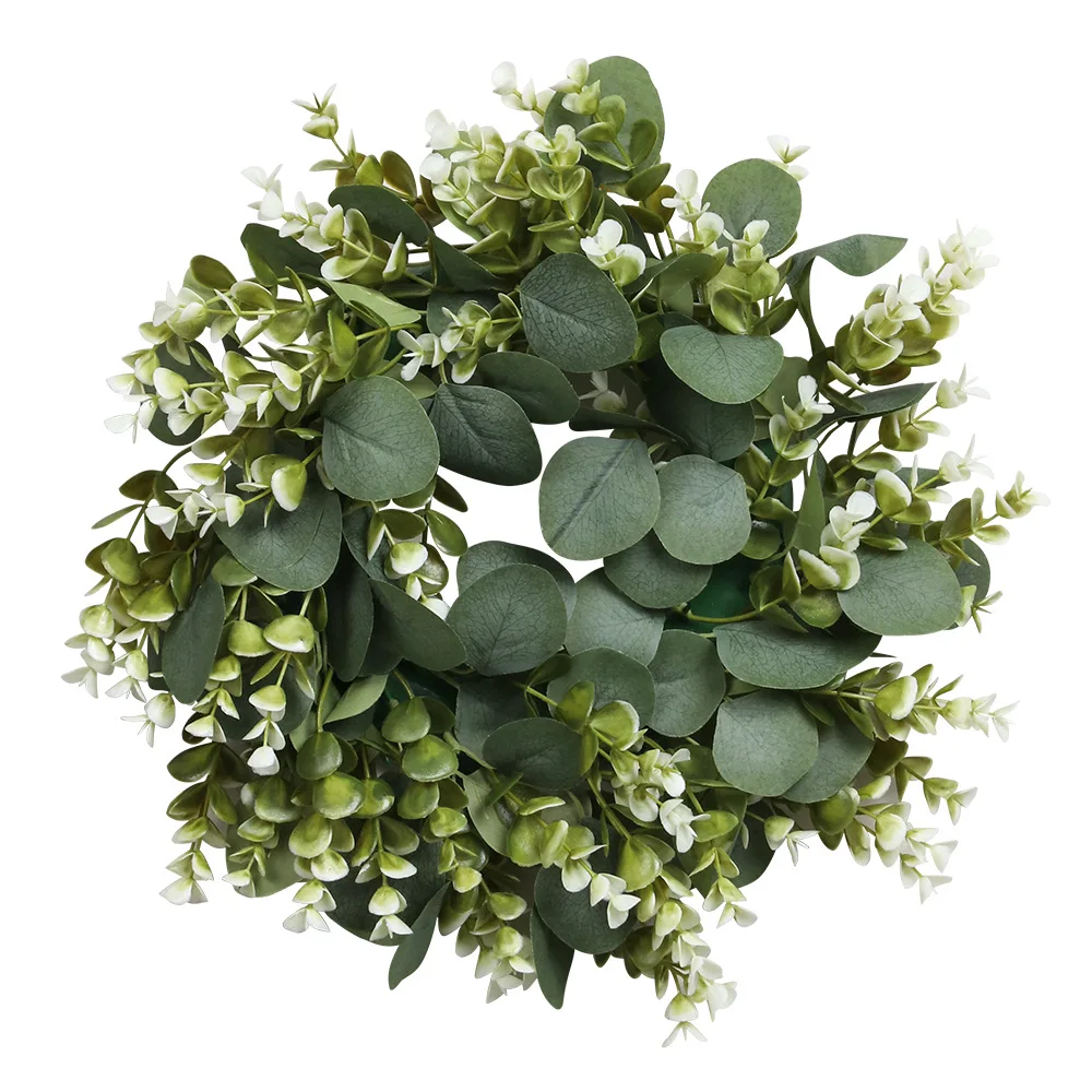 
2021 Amazon Hot Selling Artificial Wreath Eucalyptus Leaf L M S Size Green Leaf Wreath Door Wall Ornaments Artificial Wreath 