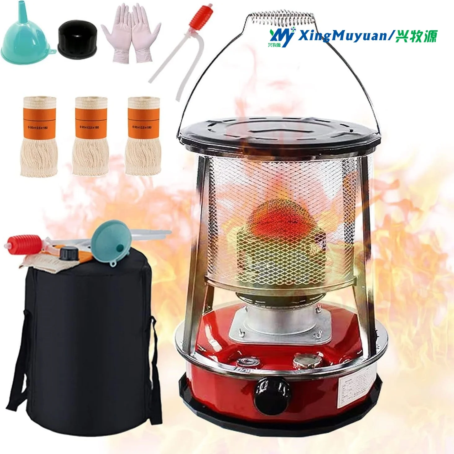 4.6L Kerosene Stove Heater with Stove Bag Lightweight Portable Stainless Steel Oil Heater Glass Burner for Indoor Camping