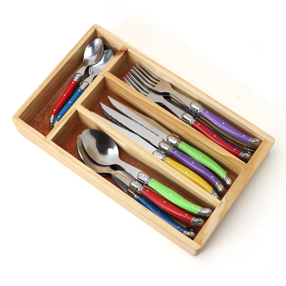24 Piece Multi-color Flatware Stainless Steel Cutlery Set Tableware Knives Spoons Forks Collection Dinnerware Set
