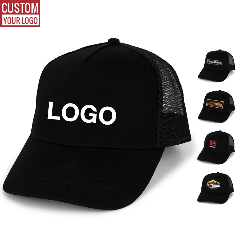 High Quality Custom Logo Streetwear 5 Panel Mesh Cap Gorra Trucker Hat with Embroidery Patch for Men