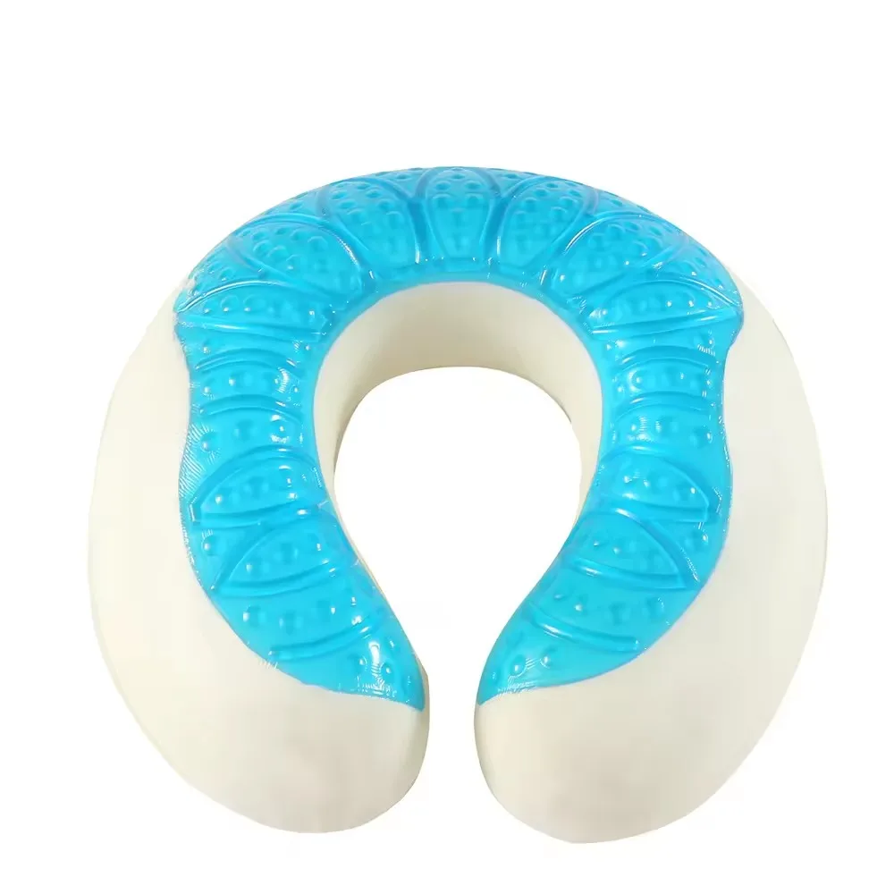 Heated Massage Travel Memory Foam Cool Neck Rest Support Pillow Gel Cushion for Airplane Car Home Office Camping