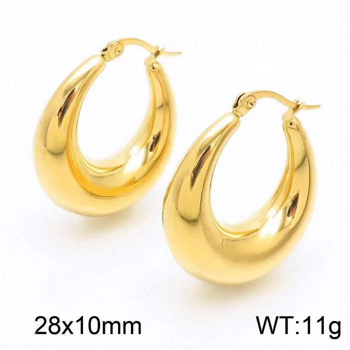 Classic Fashion Jewelry Earrings 18K Gold Plated Stainless Steel Hollow Out U Shape Chunky Thick Gold Hoop Earrings For Women