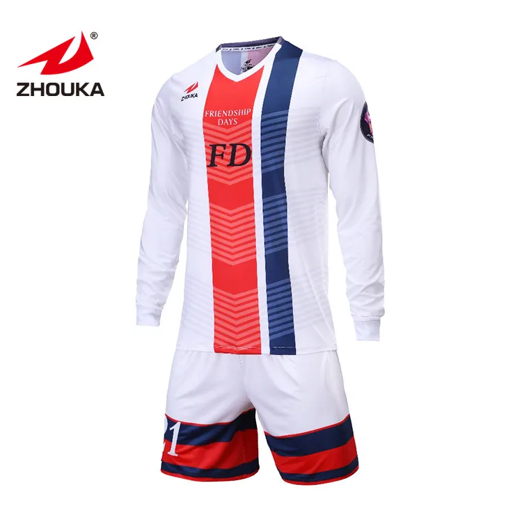 American Club Football Jersey Cheap White Long Sleeve Soccer Uniforms