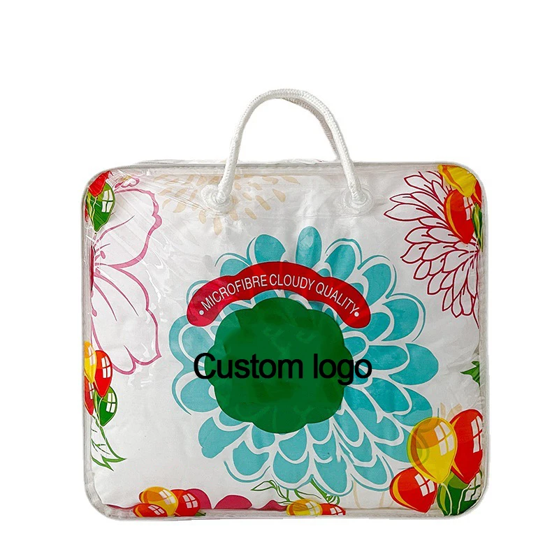 T1 Custom Plastic packaging bag with zipper for blanket and bedding sets of 4 pieces Transparent pvc bag